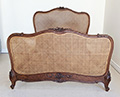 FABULOUS ANTIQUE FRENCH CANE WITH SOLID OAK FRAME LOUIS XV STYLE CANE CUSTOM KINGSIZE BED c1890